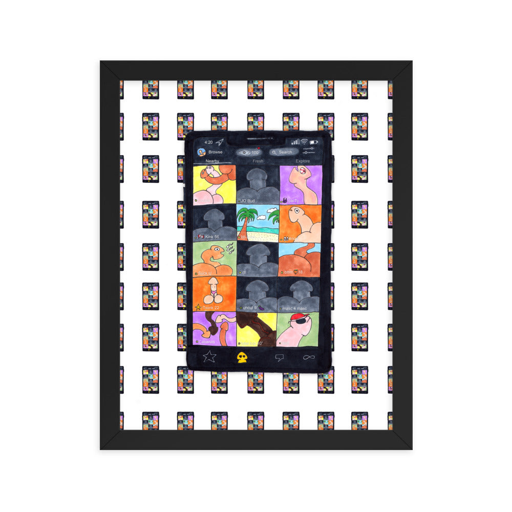 "Grindr" framed poster