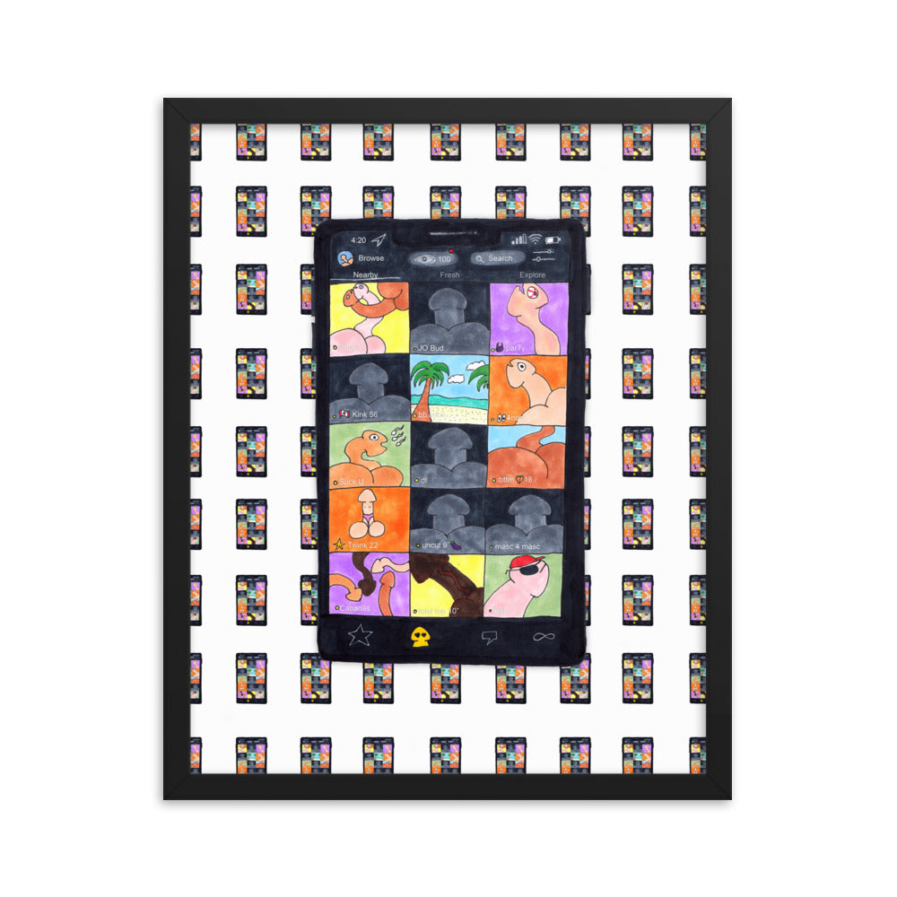 "Grindr" framed poster