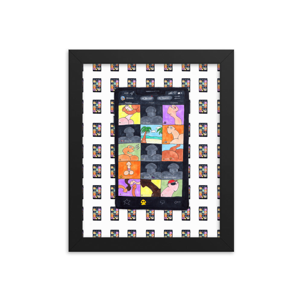 "Grindr" framed poster