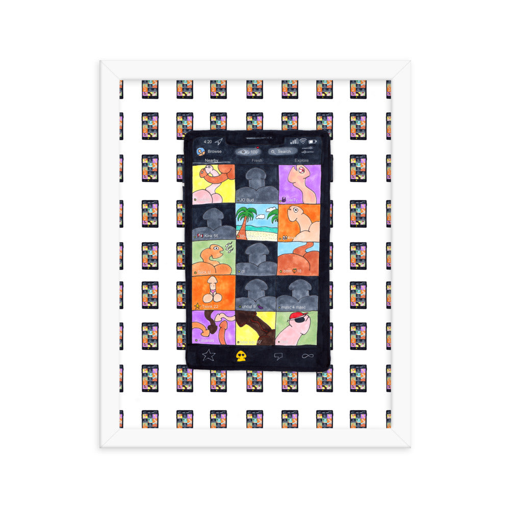 "Grindr" framed poster