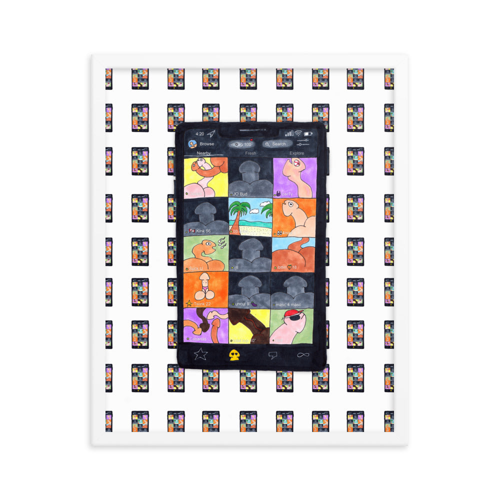 "Grindr" framed poster